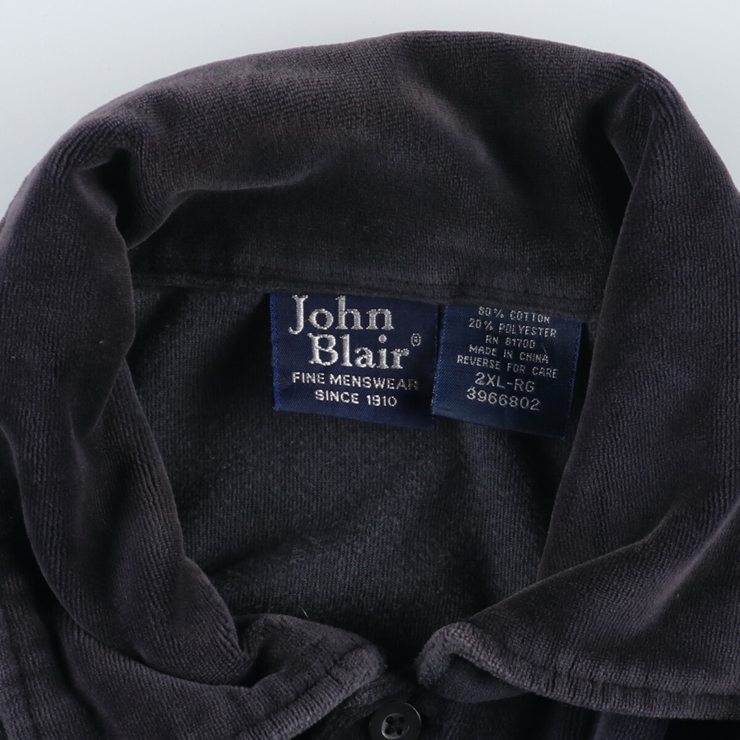 古着 John Blair ベロア 長袖 ポロシャツ メンズXXL /eaa332058