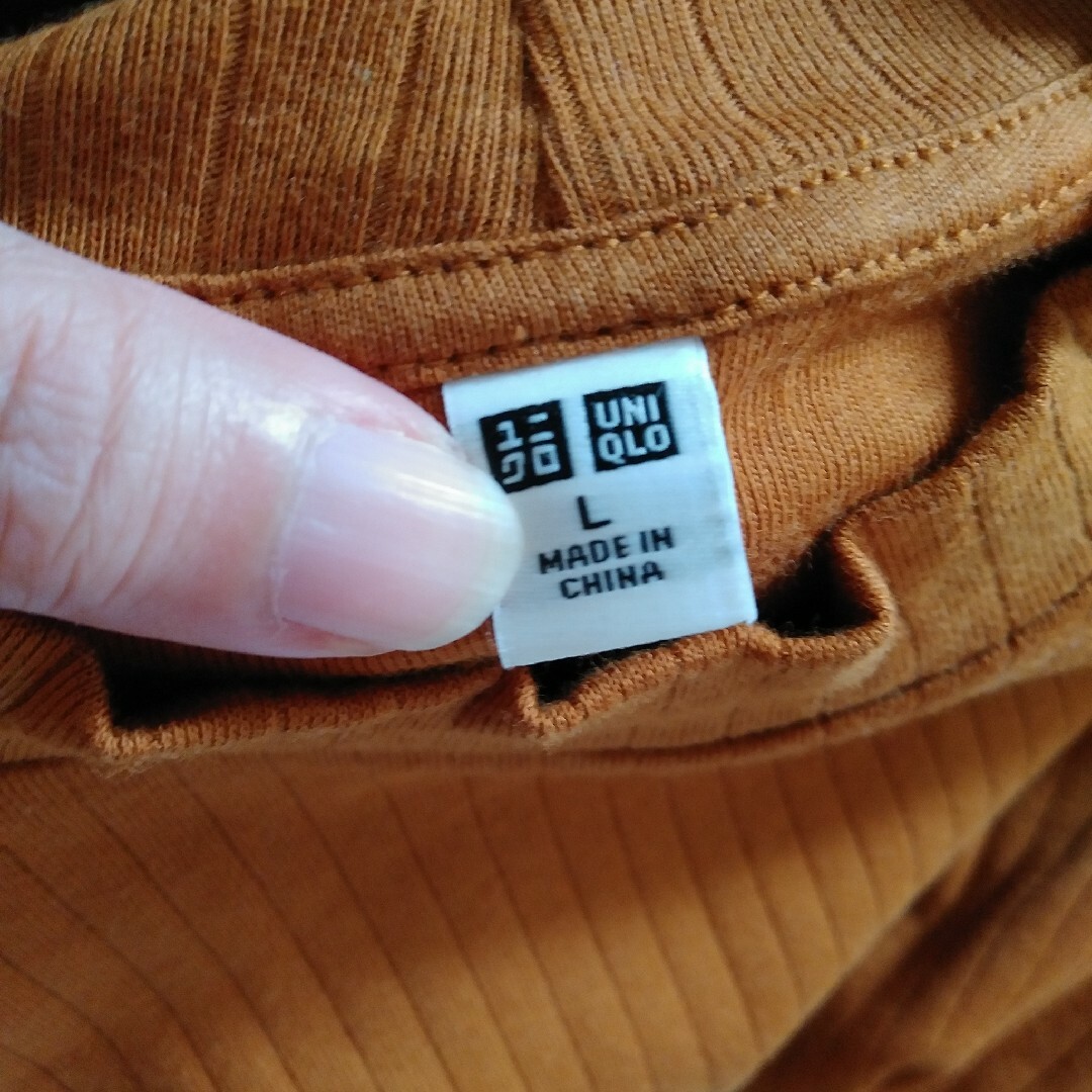 UNIQLO(ユニクロ)のユニクロ 七分袖カットソー ブラウン Lサイズ レディースのトップス(カットソー(長袖/七分))の商品写真