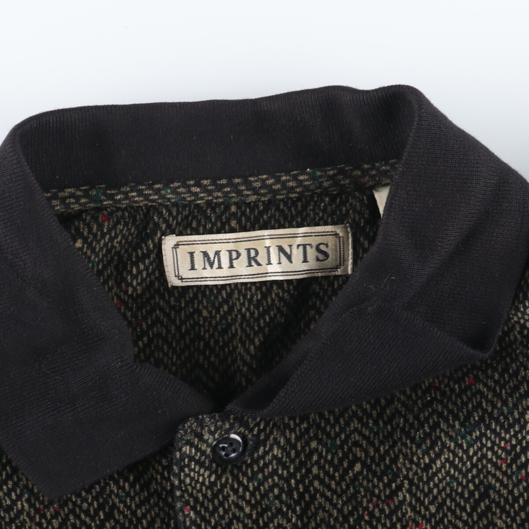 IMPRINTS ベロア ヘリンボーン 長袖 ポロシャツ メンズL /eaa332051