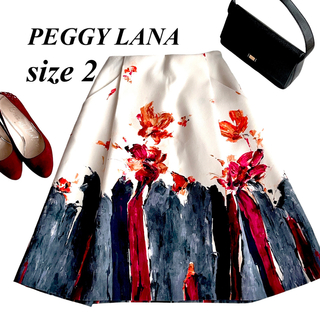 ペギーラナ(PEGGY LANA)のペギーラナ　スカート　PEGGY LANA  Mサイズ　白(ひざ丈スカート)
