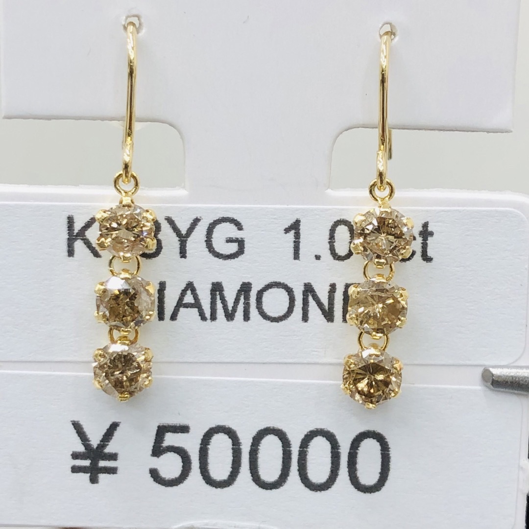 DE-24563 K18YG フックピアス ダイヤモンド　1.00ct