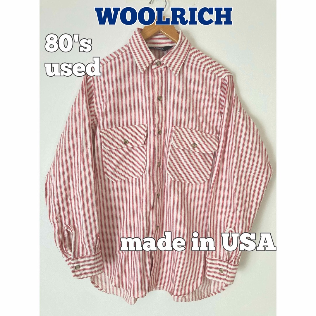 WOOLRICH(ウールリッチ)のWOOLRICH ライトネルシャツ　ストライプシャツ　80's古着　USA製 メンズのトップス(シャツ)の商品写真