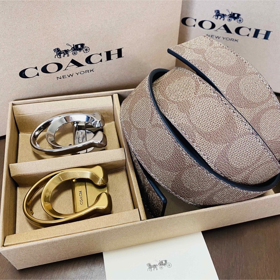 COACH - COACHコーチ新品正規品リバーシブルレザーベルト回転バックル
