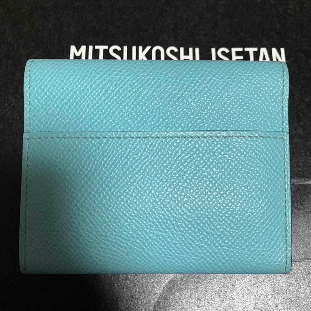 エルメス　クリックミニ　三つ折り財布ミニ財布カードケースブルーグリーン正規品