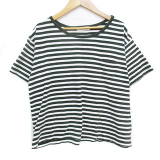 セポ(CEPO)のセポ Tシャツ カットソー 半袖 ラウンドネック ボーダー柄 L 白 緑(Tシャツ(半袖/袖なし))