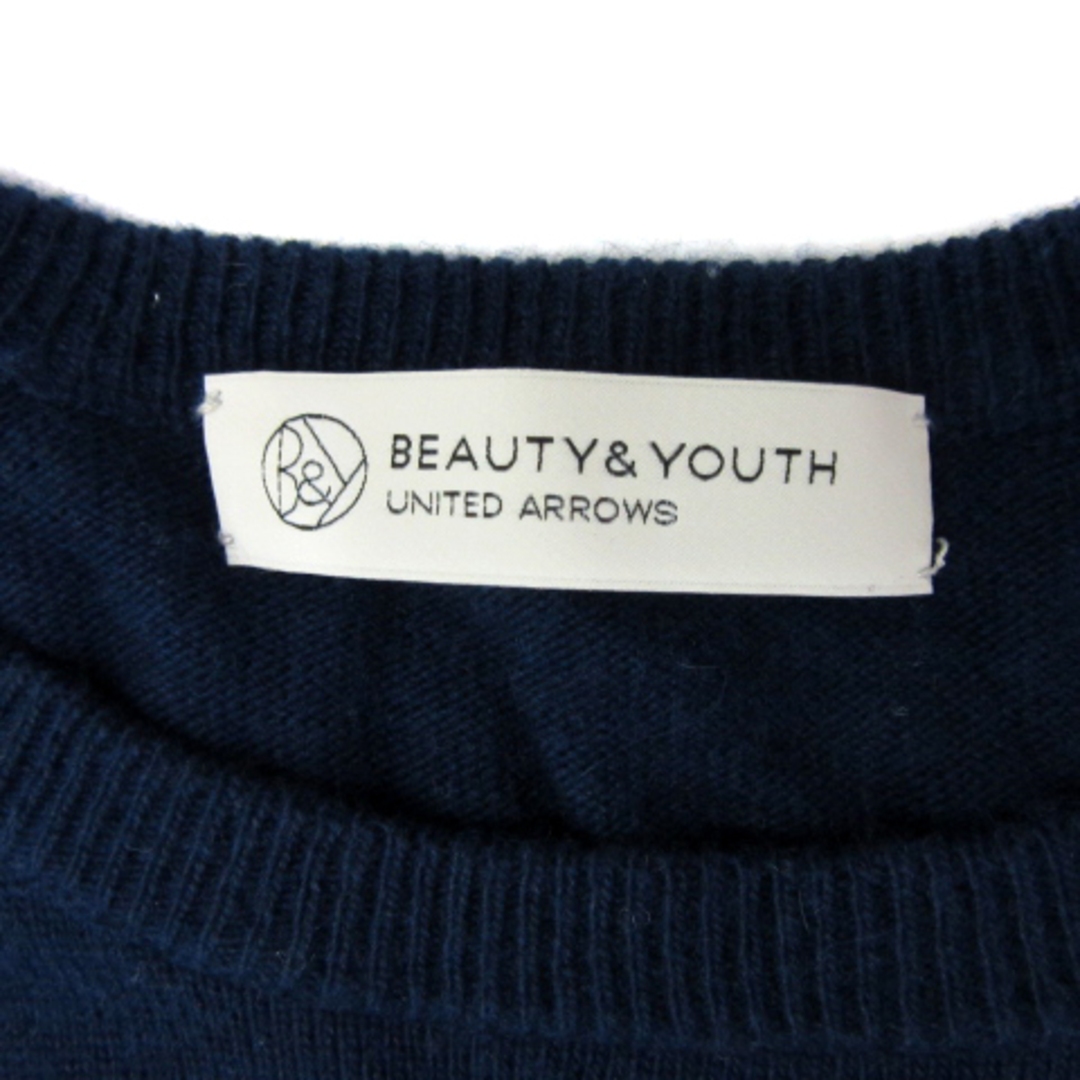 BEAUTY&YOUTH UNITED ARROWS(ビューティアンドユースユナイテッドアローズ)のB&Y ユナイテッドアローズ ビューティー&ユース ニット カットソー 長袖 紺 レディースのトップス(ニット/セーター)の商品写真