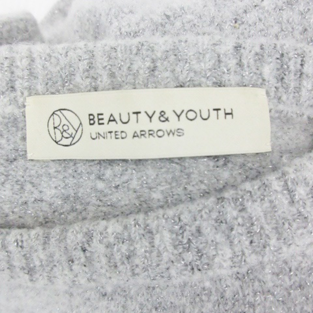 BEAUTY&YOUTH UNITED ARROWS(ビューティアンドユースユナイテッドアローズ)のB&Y ユナイテッドアローズ ニットワンピース ミニ丈 長袖 ウール混 グレー レディースのワンピース(ミニワンピース)の商品写真