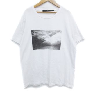 ノーアイディー(NO ID.)のノーアイディー Tシャツ カットソー 半袖 Uネック プリント 2 白 黒(Tシャツ/カットソー(半袖/袖なし))