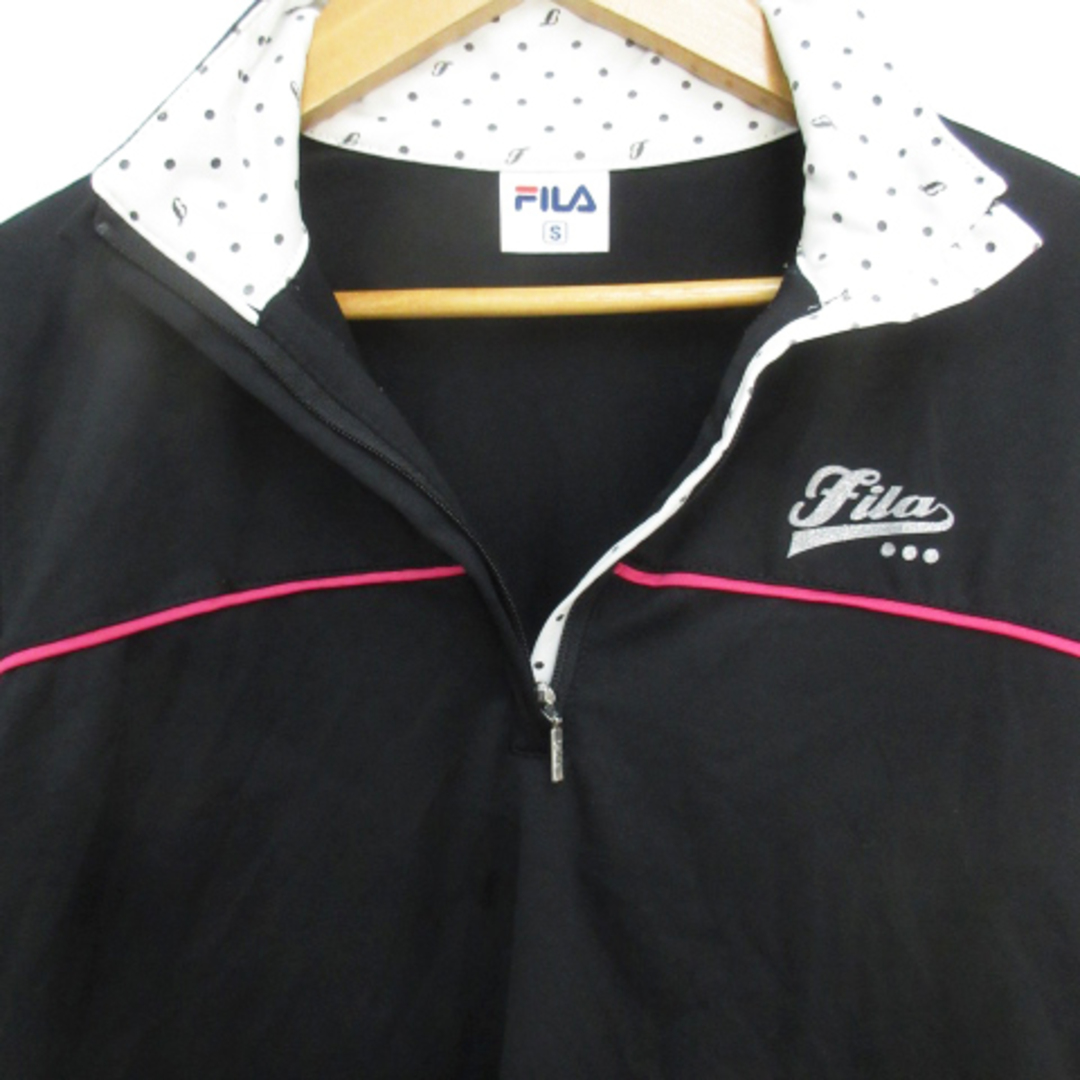 FILA(フィラ)のフィラ ゴルフウェア ポロシャツ 長袖 ハーフジップ ドット柄 S 黒 白 スポーツ/アウトドアのゴルフ(ウエア)の商品写真