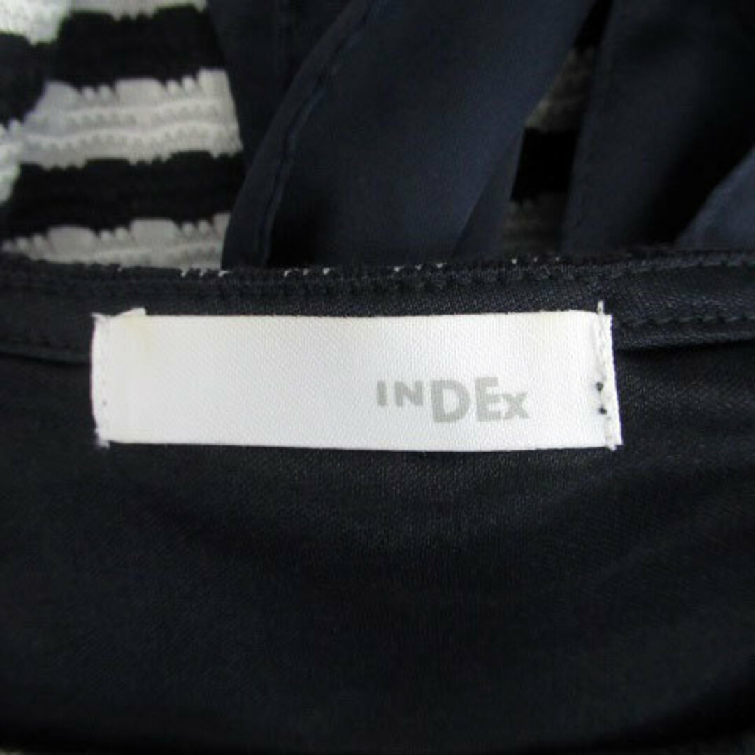 INDEX(インデックス)のインデックス ワンピース ラウンドネック ひざ丈 ボーダー柄 リボン M 紺 レディースのワンピース(ひざ丈ワンピース)の商品写真