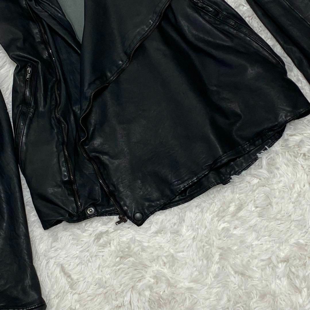 美品✨ Sisii ラムレザージャケット セミダブルライダース 羊革 黒 M-