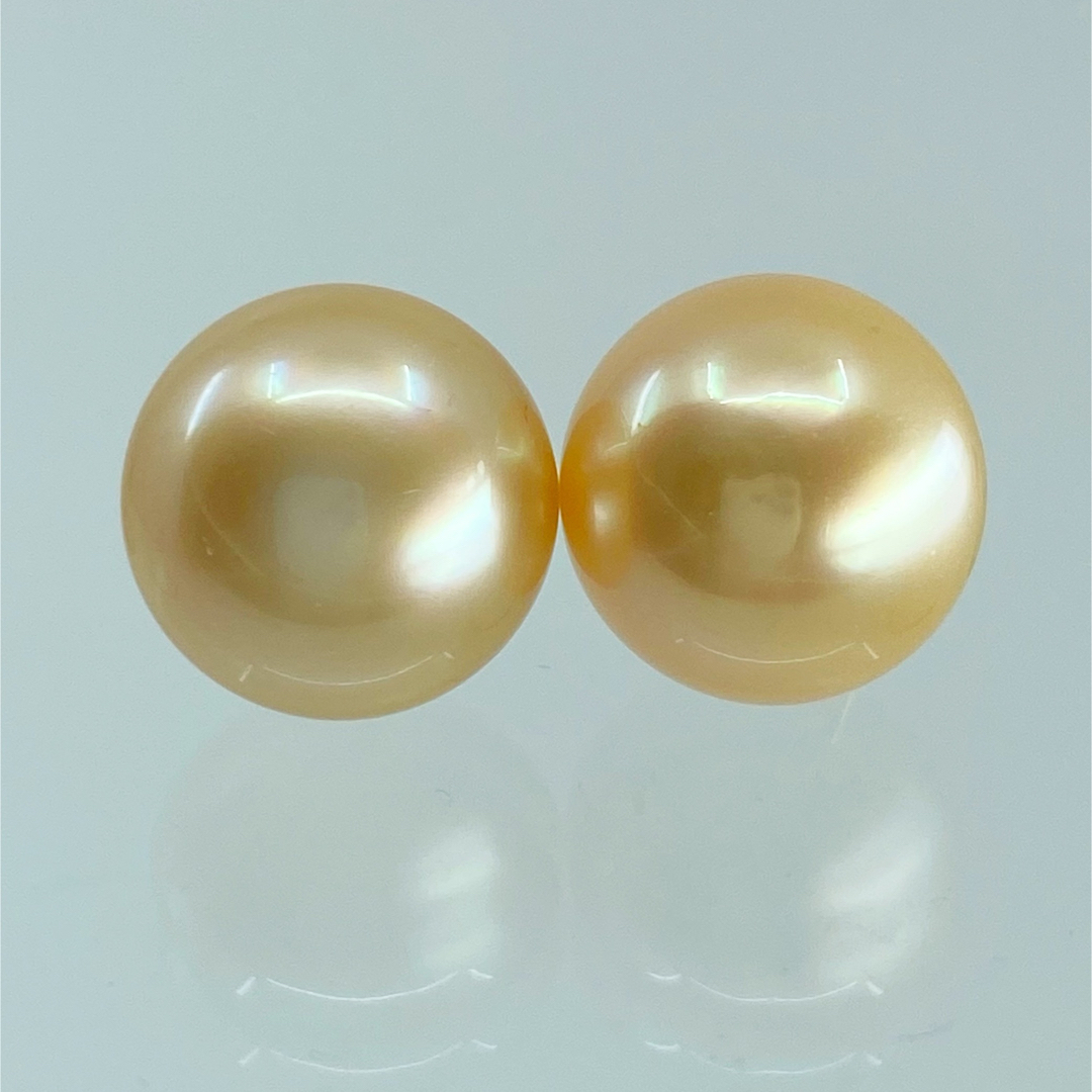 ツヤツヤ☆テリテリ!大珠☆13.5mm!K18南洋ゴールド真珠ピアス