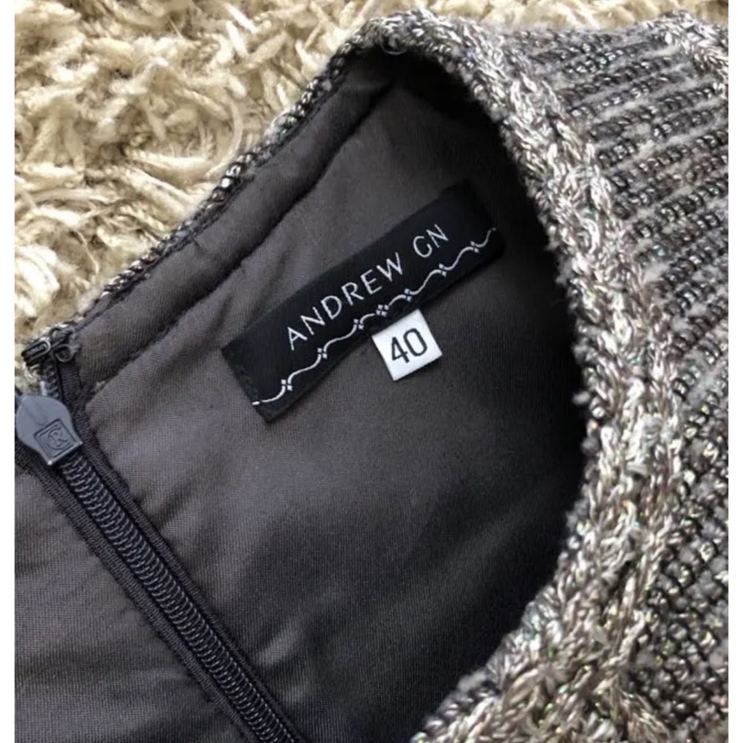 Andrew GN(アンドリューゲン)の綺麗　ANDREW GN フランス製　ツイード　ジャンパースカート レディースのワンピース(ひざ丈ワンピース)の商品写真