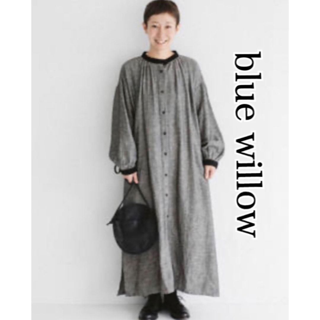 新品 ナチュラン blue willow ブルーウィロー リネンレーヨンワンピ