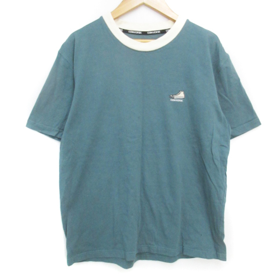CONVERSE(コンバース)のコンバース Tシャツ カットソー 半袖 クルーネック M エメラルドグリーン 白 メンズのトップス(Tシャツ/カットソー(半袖/袖なし))の商品写真