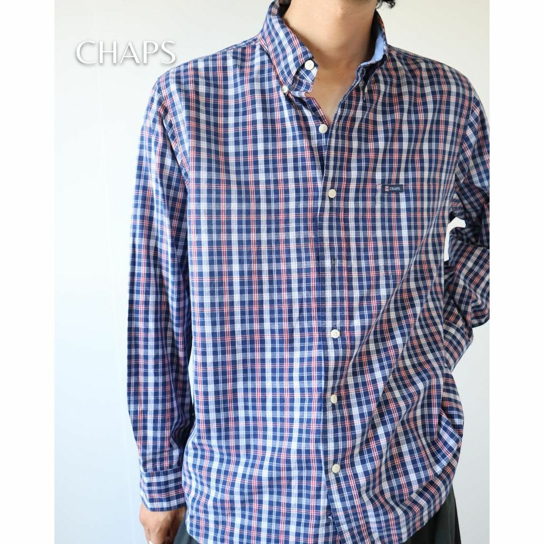 【CHAPS】チャップス チェック柄 ボタンダウン 長袖シャツ ワンポイントロゴ | フリマアプリ ラクマ