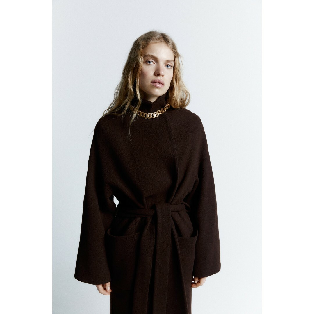ZARA - ZARA ベルト付きウールコート Sサイズ ブラウンの通販 by ZARA - ZARA ベルト付きウールコート Sサイズ ブラウンの通販 by