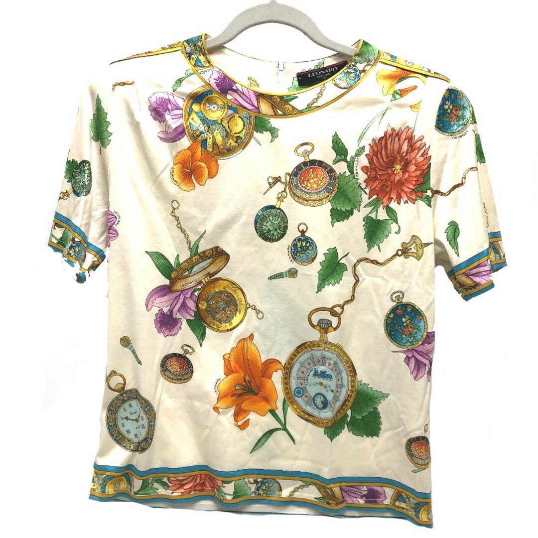 レオナール LEONARD 花柄  Tシャツ 半袖Ｔシャツ コットン ホワイト