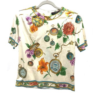 レオナール(LEONARD)のレオナール LEONARD 花柄  Tシャツ 半袖Ｔシャツ コットン ホワイト(Tシャツ(半袖/袖なし))
