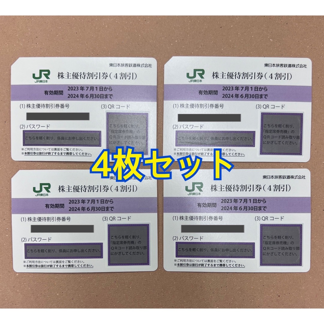 JR東日本　株主優待割引券　4枚セット　2020年5月31まで　送料無料