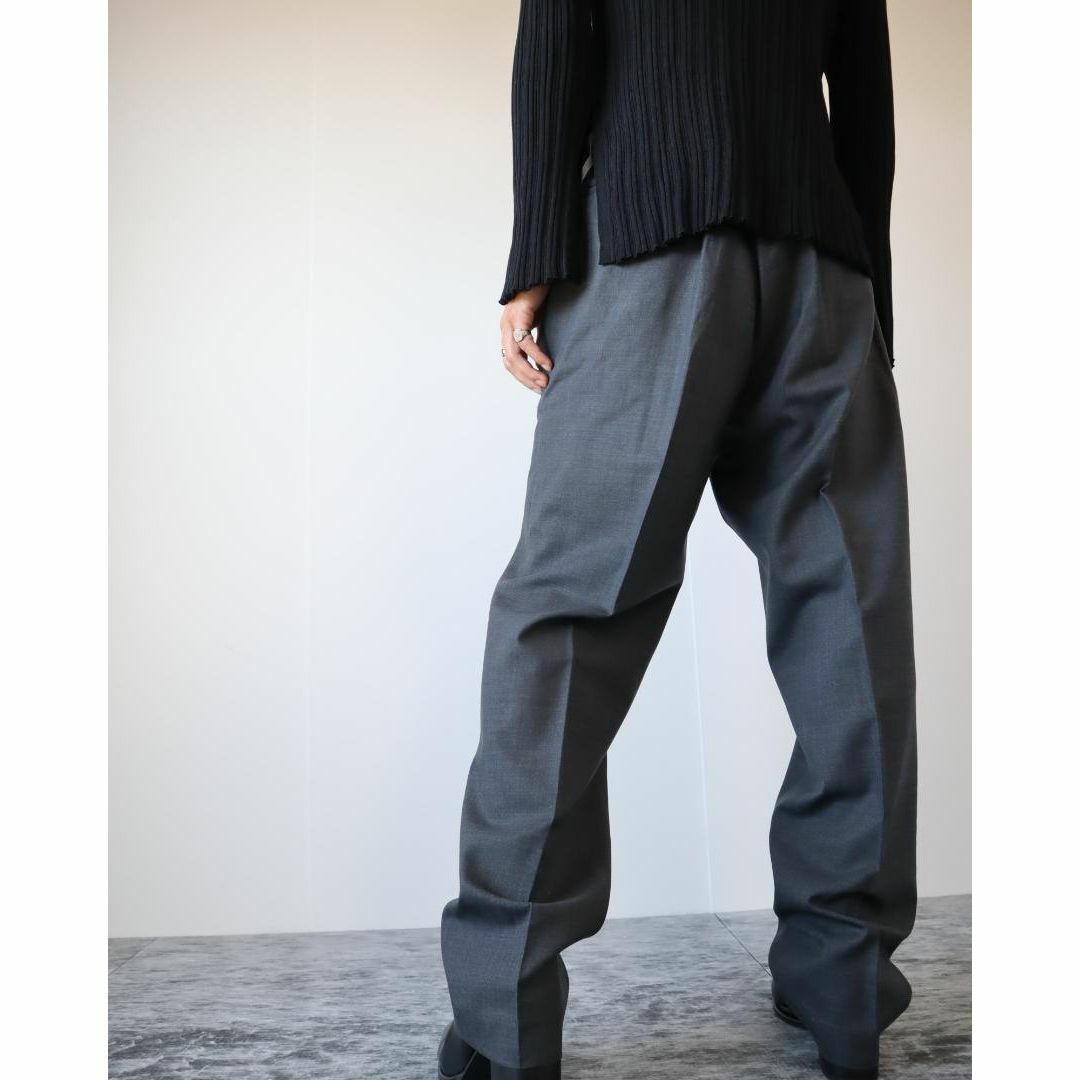 Ralph Lauren(ラルフローレン)の【ラルフローレン】ウール ワイド ノータック スラックス グレー レトロ W40 メンズのパンツ(スラックス)の商品写真