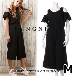 イング(INGNI)の【美品】INGNI イング ＊ 肩開きフリル袖 オールインワン ガウチョパンツ(オールインワン)