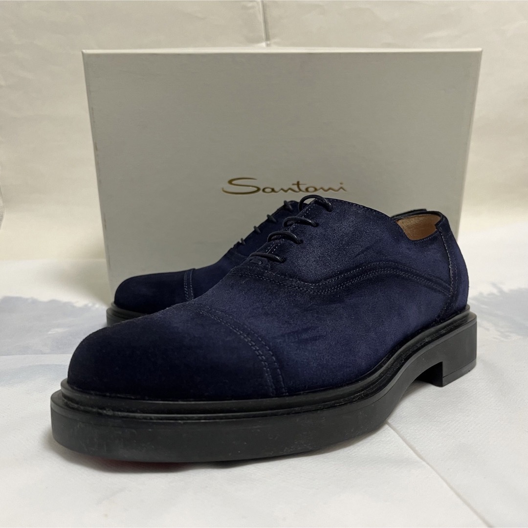 新品未使用！SANTONI ミッドナイトブルースエードシューズ(UK5)