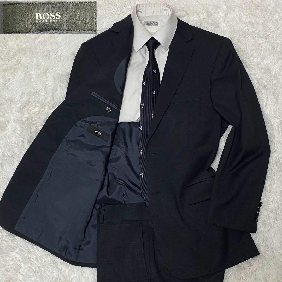 HUGO BOSS(ヒューゴボス)のHUGO BOSS 2B グレンチェック ウールスーツ 上下セット　ハンガー付き メンズのスーツ(セットアップ)の商品写真