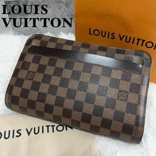 未使用 展示品 ルイ ヴィトン LOUIS VUITTON ダミエ サンルイ セカンド クラッチ バッグ エベヌ N51993 ゴールド 金具 VLP 90201641