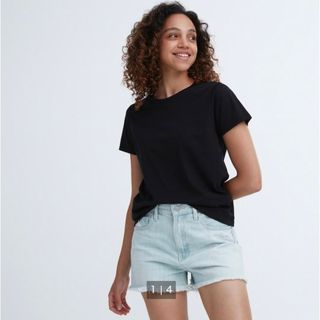 ユニクロ(UNIQLO)の★mizuki様専用★ ユニクロ コットンクルーネックT 新品タグ付 黒(Tシャツ(半袖/袖なし))