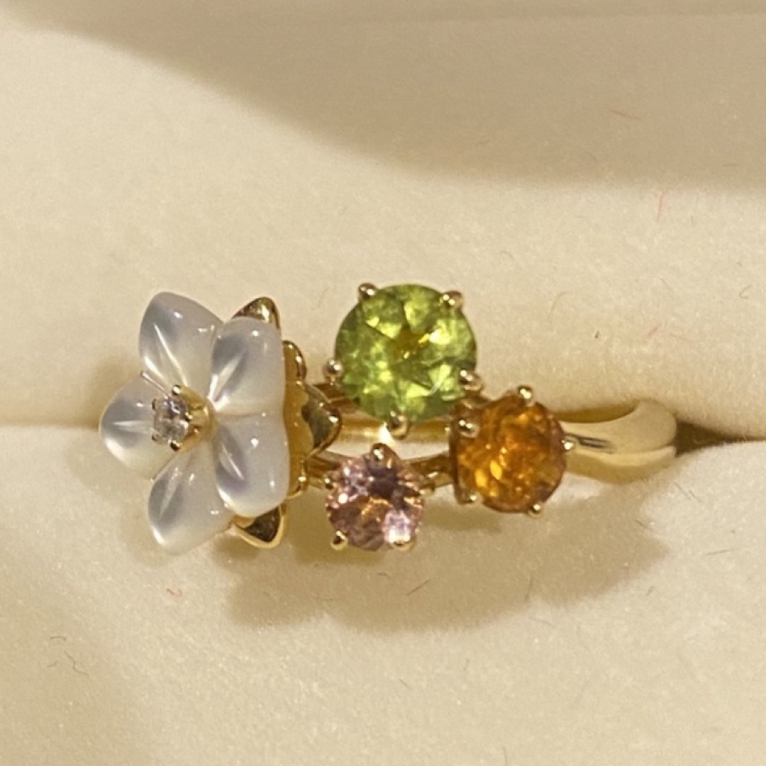 TASAKI - 田崎真珠 タサキ TASAKI K18YG シェル カラーストーン リング ... タサキ 田崎真珠 ダイヤ 0.02ct カラーストーン リング 8.5号 K18