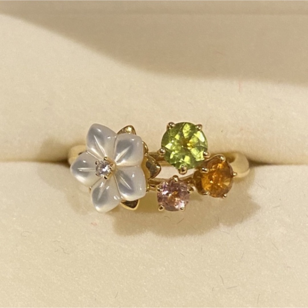 TASAKI - 田崎真珠 タサキ TASAKI K18YG シェル カラーストーン リング ... タサキ 田崎真珠 ダイヤ 0.02ct カラーストーン リング 8.5号 K18