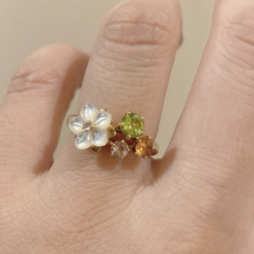 TASAKI - 田崎真珠 タサキ TASAKI K18YG シェル カラーストーン リング ... タサキ 田崎真珠 ダイヤ 0.02ct カラーストーン リング 8.5号 K18