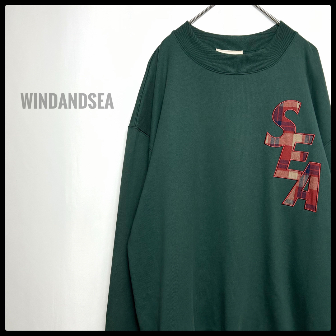 WINDANDSEA モスグリーン　スウェットトレーナー　レトロ柄　肉厚　緑