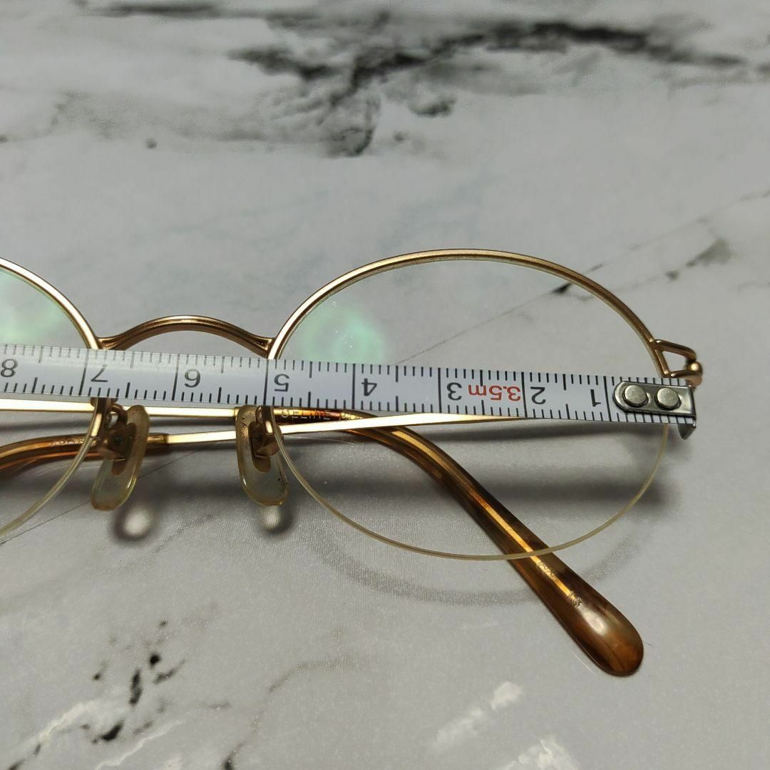 822超美品 セリーヌ メガネ 眼鏡柄 7750 ゴールド 鼈甲 アンバー