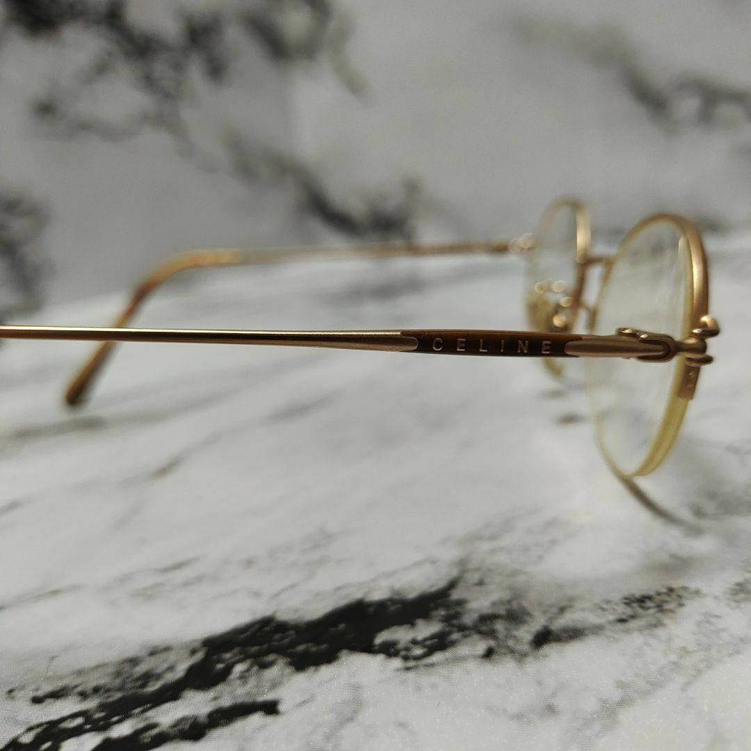 822超美品 セリーヌ メガネ 眼鏡柄 7750 ゴールド 鼈甲 アンバー