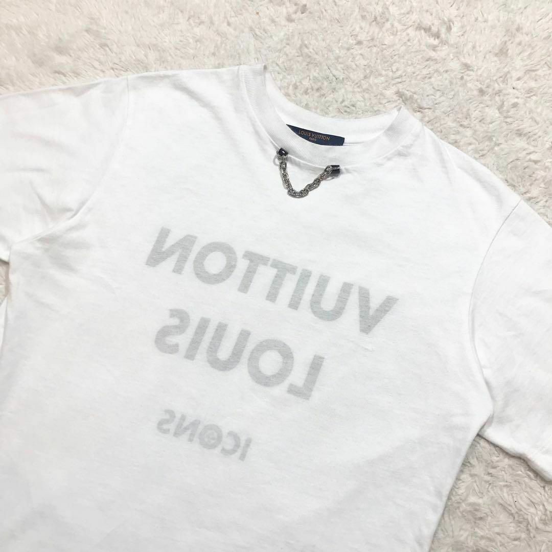 【美品】22SS ルイヴィトン プリント Tシャツ チェーン 反転ロゴ XS