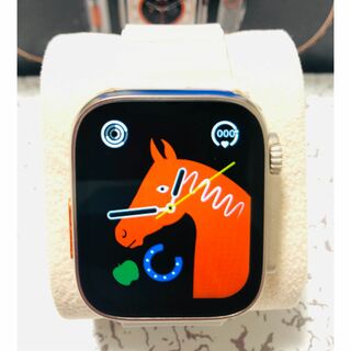 【新品】アップルウォッチ 互換品 ホワイト スマートウォッチ 日本製アプリ対応(腕時計(デジタル))