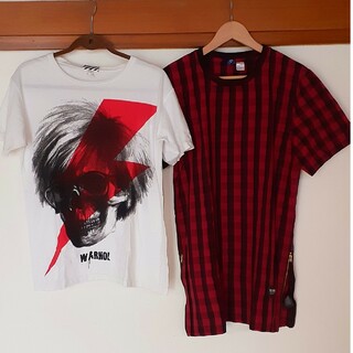 エイチアンドエム(H&M)の【セット‼️】Tシャツ&チェックシャツ(Tシャツ/カットソー(半袖/袖なし))