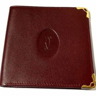 カルティエ(Cartier)の美品　Cartier　カルティエ　札入れ　二つ折り 財布　レザー　ボルドー(財布)