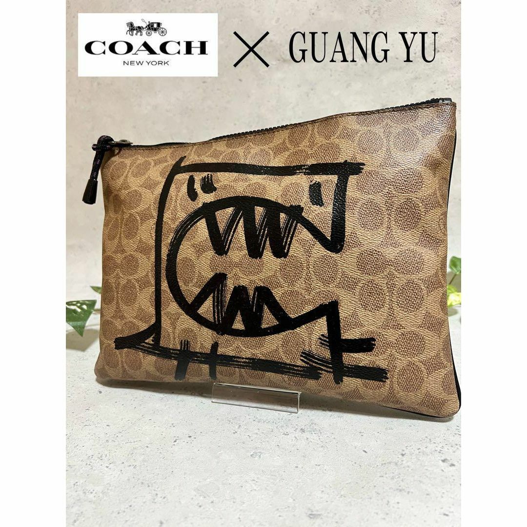 美品✨COACH クラッチバッグ セカンドバッグ シグネチャー ブラック