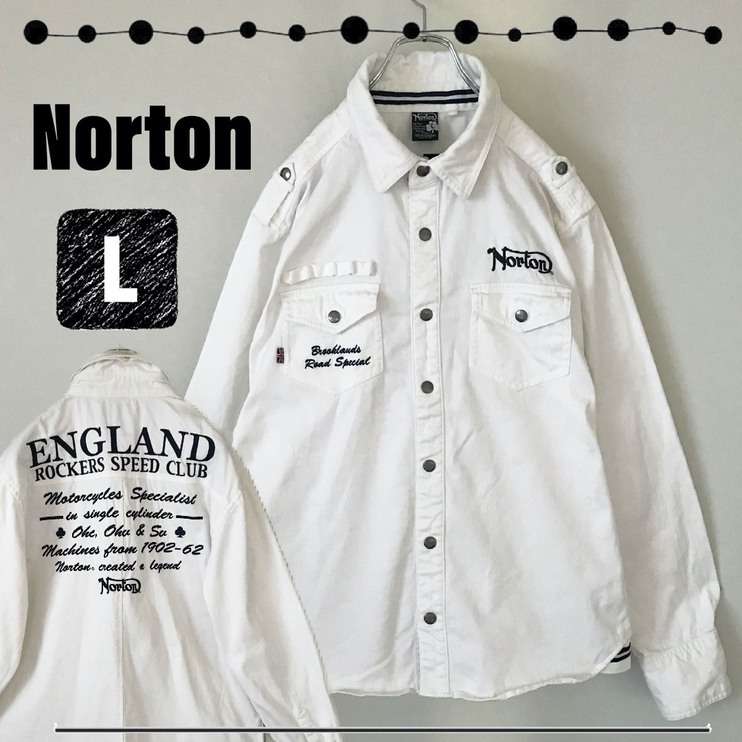 Norton - Norton Motorcycle ☆ストレッチデニム☆バイカーシャツ☆二