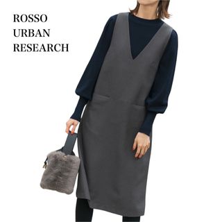 アーバンリサーチロッソ(URBAN RESEARCH ROSSO)の極美品 アーバンリサーチロッソ  サロペットスカート ジャンパースカート 36(ひざ丈ワンピース)