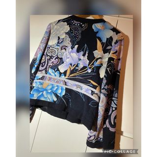 LEONARD レオナール ベロア　花柄　フラワー　ジップ　ジャケット　42 白