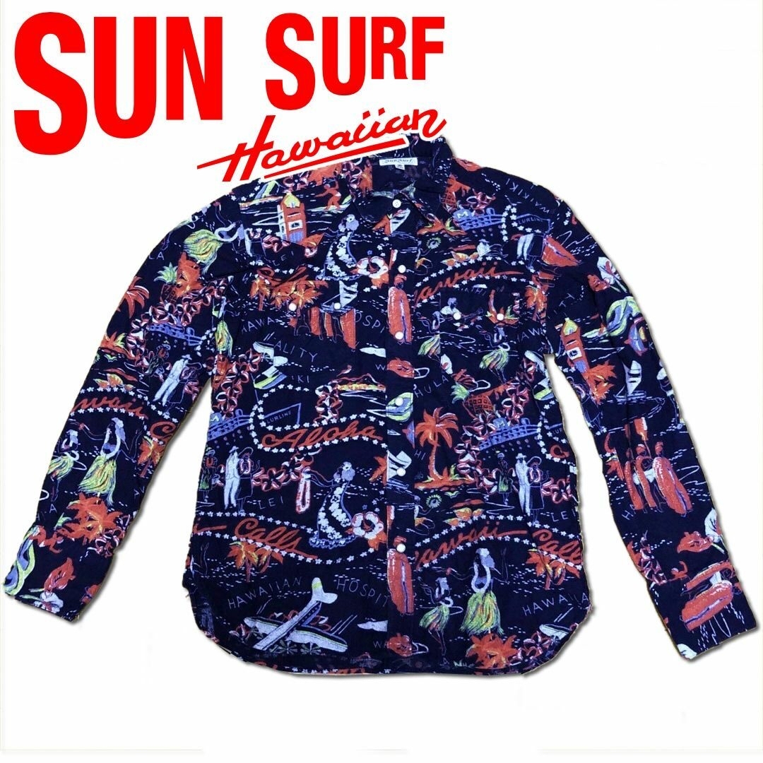 SUN SURF サンサーフ 長袖柄シャツ Mサイズ
