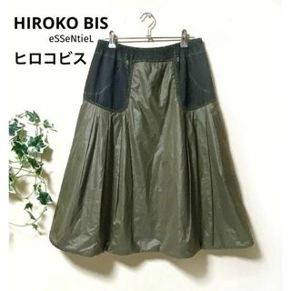 ヒロコビス(HIROKO BIS)のヒロコビス【HIROKO BIS】デニム転写プリント切替スカート(ひざ丈スカート)