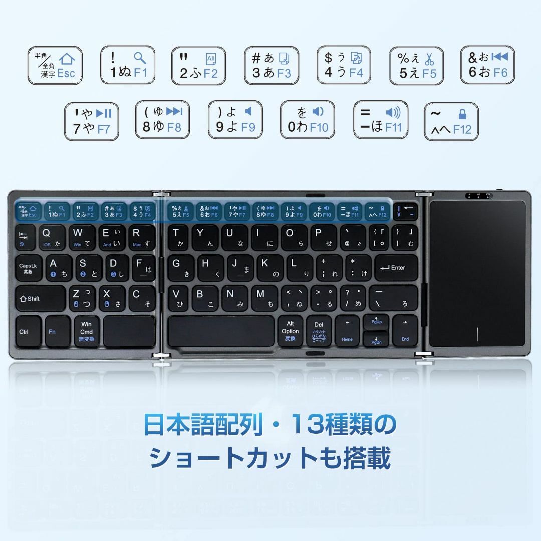 【在庫処分】Ewin 新型 Bluetooth キーボード 折りたたみ ワイヤレ 5