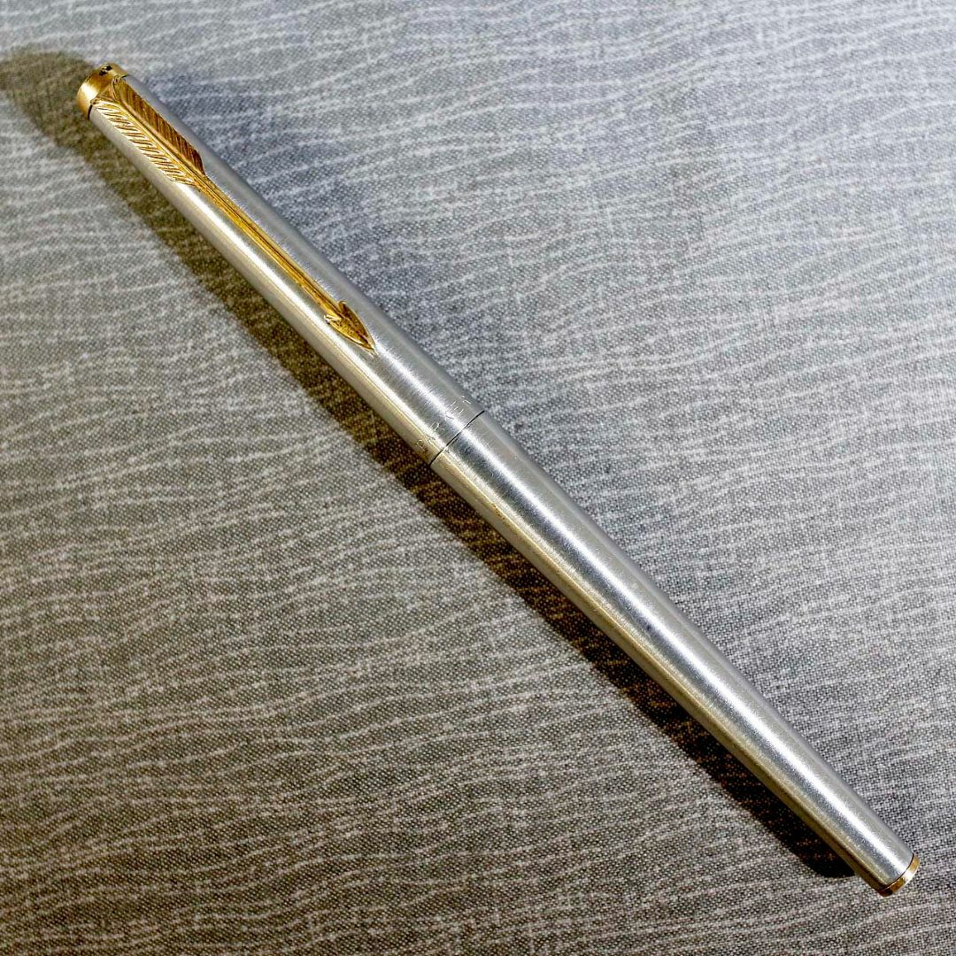 【送料込み】パーカー 万年筆 １８０ シルバーカラー 両面ニブ ニードルペン ②