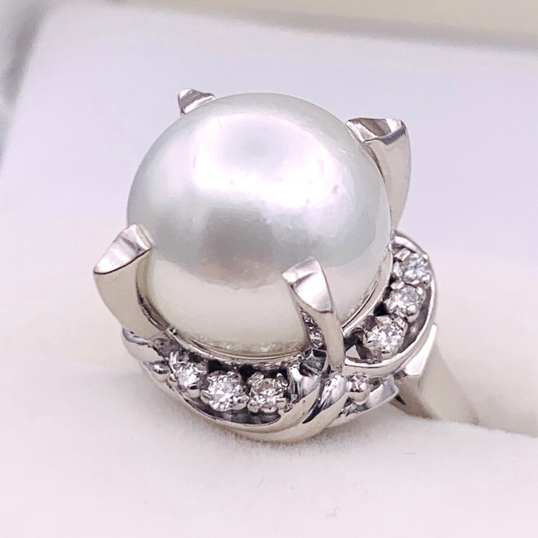 ✴︎極美品 PT900 プラチナ あこや真珠 パール 0.24ct ダイヤ リング-