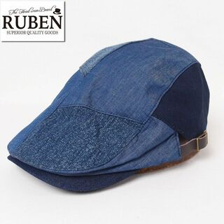 ルーベン(Ruben)の新品 RUBEN ルーベン パッチワーク デニムハンチング ブルー(ハンチング/ベレー帽)